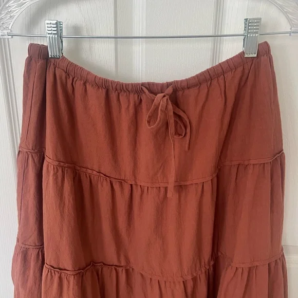 Bohme A-Line Tiered Skirt in Terracotta Size L - Picture 2 of 5